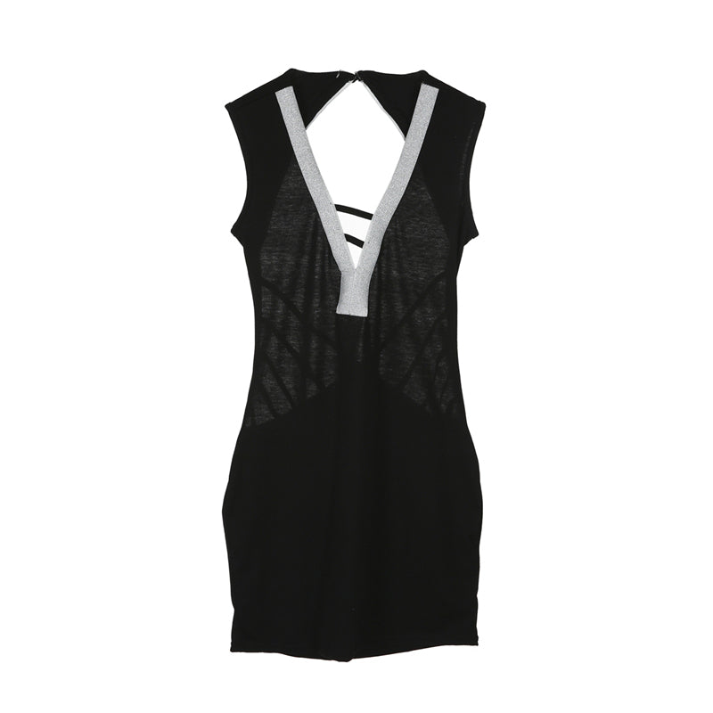 Elegant Sexy Deep V- Neck Sequin Bandage Dress