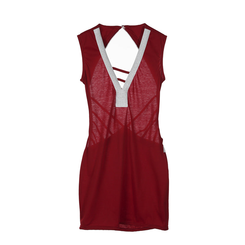 Elegant Sexy Deep V- Neck Sequin Bandage Dress
