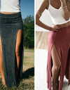 Open Side Split High Waist Long Maxi Skirt
