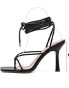 Cross strap square toe V shape heels - Fashion Damsel