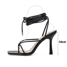 Load image into Gallery viewer, Cross strap square toe V shape heels - Fashion Damsel
