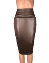 High Waist Leather Skirt Solid Colors For Office and Daily - Fashion Damsel