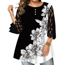 Load image into Gallery viewer, L-6XL Plus Size O Neck 3/4 Sleeve Loose Mesh Top
