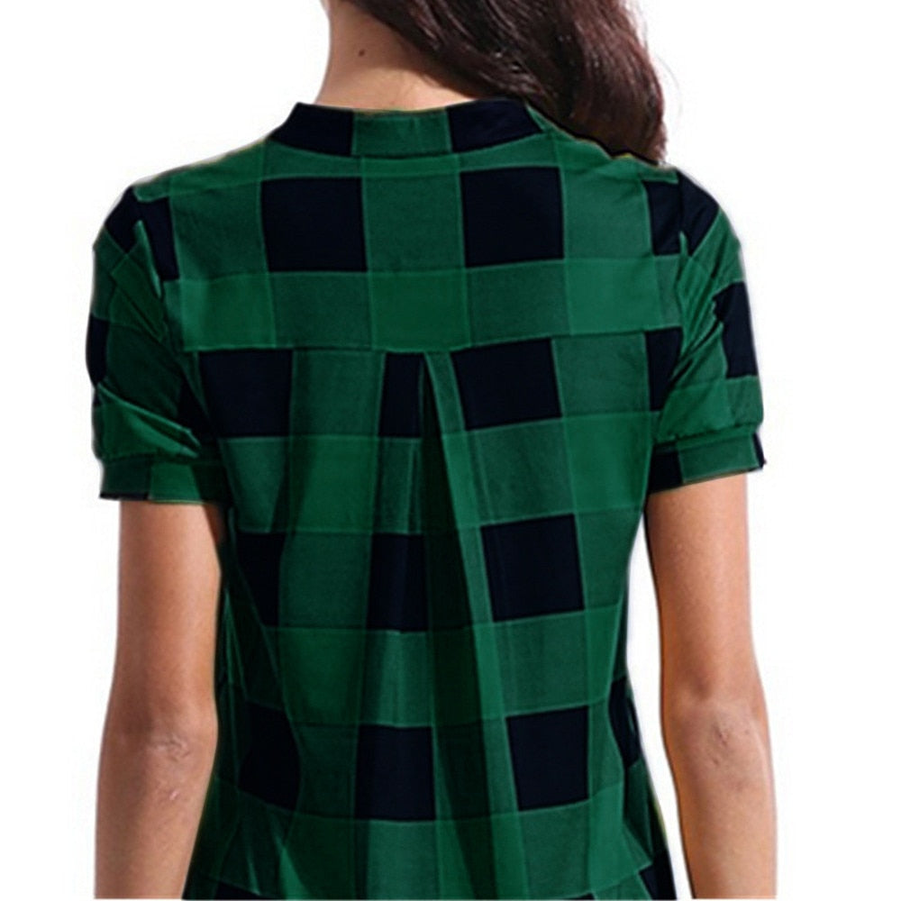 Plaid Blouse Cotton Tops - Fashion Damsel