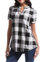 Plaid Blouse Cotton Tops - Fashion Damsel