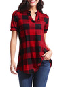 Plaid Blouse Cotton Tops - Fashion Damsel