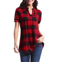 Load image into Gallery viewer, Plaid Blouse Cotton Tops - Fashion Damsel
