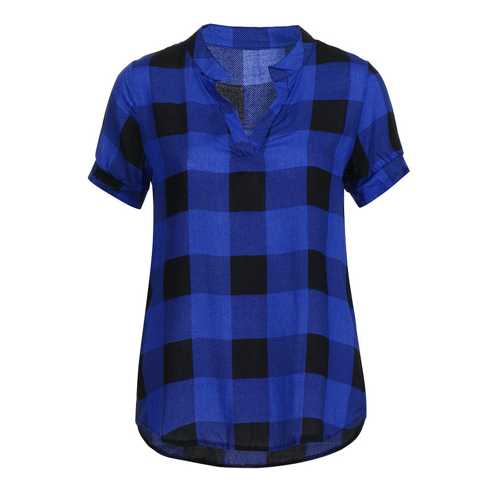 Plaid Blouse Cotton Tops - Fashion Damsel
