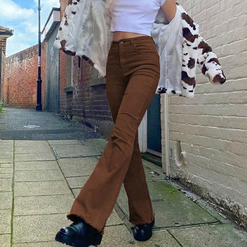 Long High Waist Streetwear Jeans - Fashion Damsel