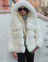 Luxury Faux Fur Winter Jacket with Fur Hood - Fashion Damsel