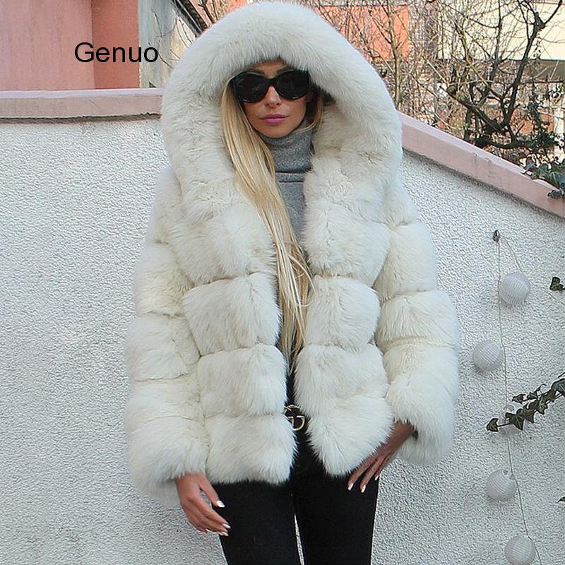 Luxury Faux Fur Winter Jacket with Fur Hood - Fashion Damsel