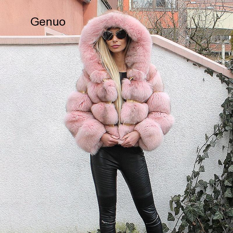 Luxury Faux Fur Winter Jacket with Fur Hood - Fashion Damsel