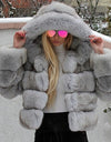 Luxury Faux Fur Winter Jacket with Fur Hood - Fashion Damsel