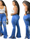 Bell Bottom Ripped Hole Classic High Waist Flare Denim
