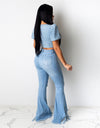 Bell Bottom Ripped Hole Classic High Waist Flare Denim