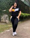 Two-Piece Set Tracksuit Patchwork Crop Top
