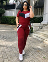 Two-Piece Set Tracksuit Patchwork Crop Top