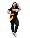 Two-Piece Set Tracksuit Patchwork Crop Top