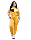 Two-Piece Set Tracksuit Patchwork Crop Top
