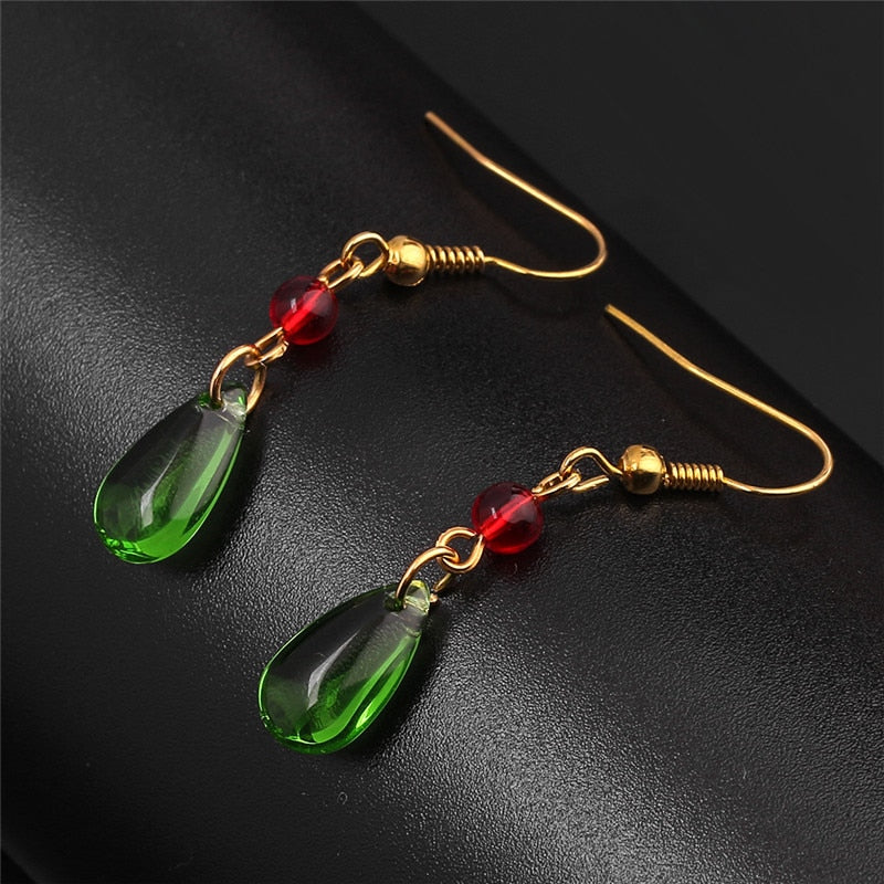Elegant Crystal Earrings With Red Beads - Fashion Damsel