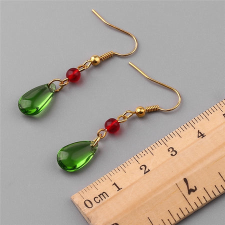 Elegant Crystal Earrings With Red Beads - Fashion Damsel