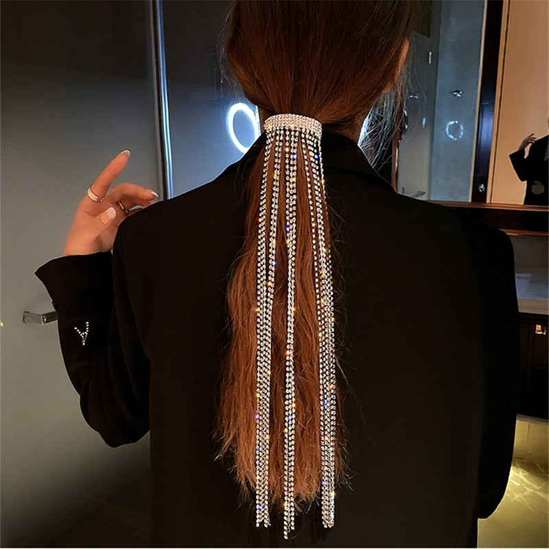 Long Tassel Full Rhinestone Hairpins for Women