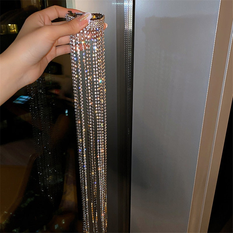 Long Tassel Full Rhinestone Hairpins for Women