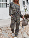 Women Leopard Print 2-Piece Tracksuit Set - Fashion Damsel