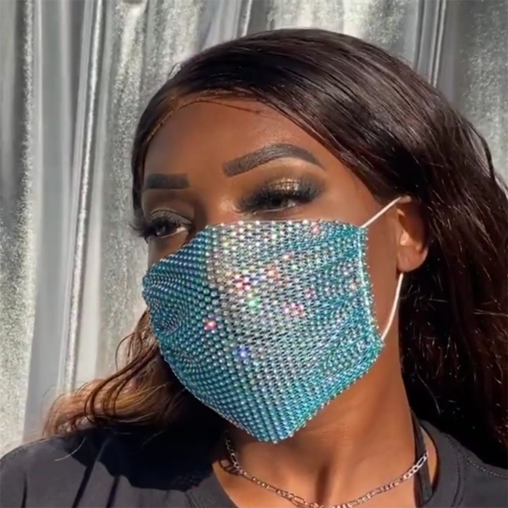 Reusable Washable Fashion Face Mask With Rhinestones - Fashion Damsel