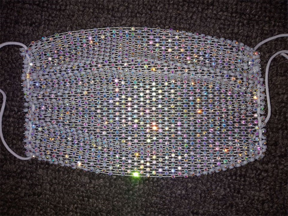 Reusable Washable Fashion Face Mask With Rhinestones - Fashion Damsel