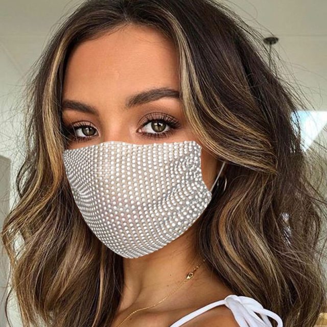 Reusable Washable Fashion Face Mask With Rhinestones - Fashion Damsel