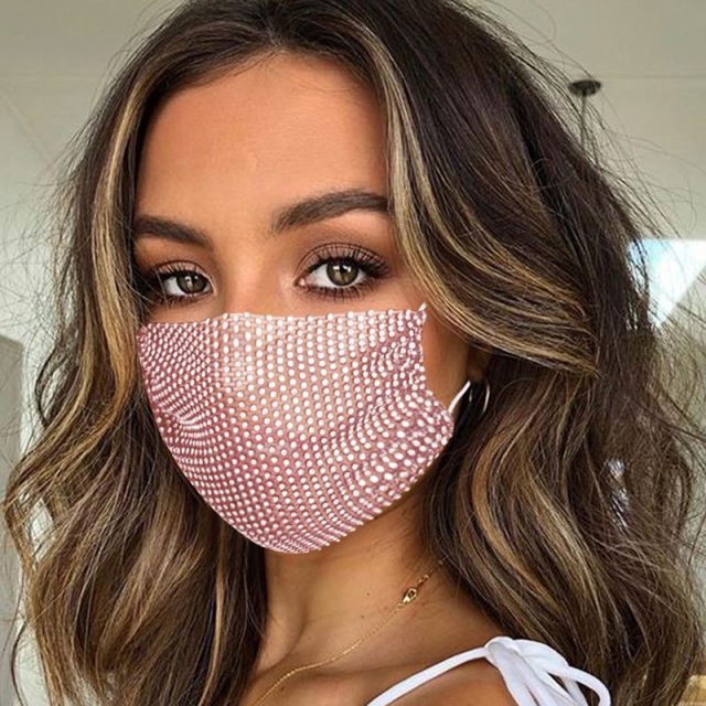 Reusable Washable Fashion Face Mask With Rhinestones - Fashion Damsel