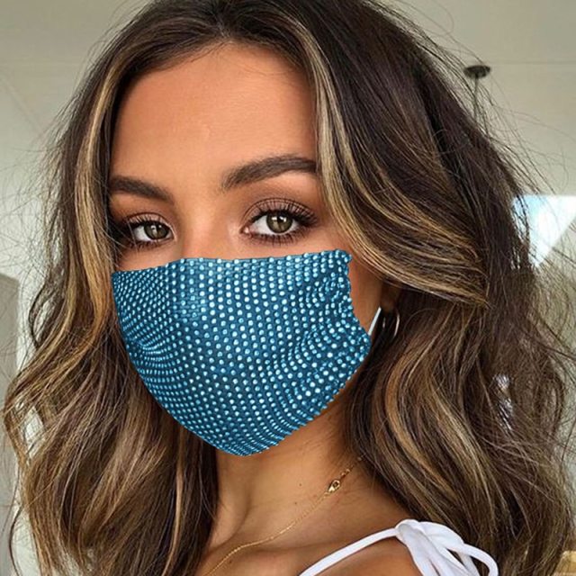 Reusable Washable Fashion Face Mask With Rhinestones - Fashion Damsel