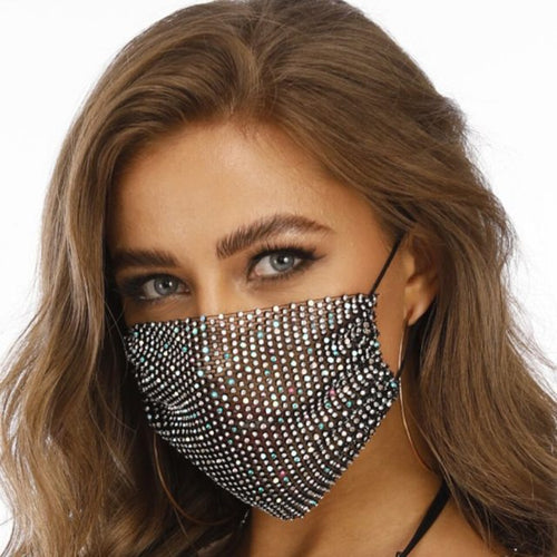 Reusable Washable Fashion Face Mask With Rhinestones - Fashion Damsel