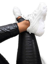 Leather Pencil Pants With High Waist Zipper Fly Crocodile Pattern - Fashion Damsel