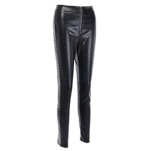 Load image into Gallery viewer, Leather Pencil Pants With High Waist Zipper Fly Crocodile Pattern - Fashion Damsel
