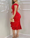 Sexy Off Shoulder Starry Sky Print Ruffle Dress - Fashion Damsel