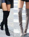Elegant Over The Knee Suede Long Boots - Fashion Damsel