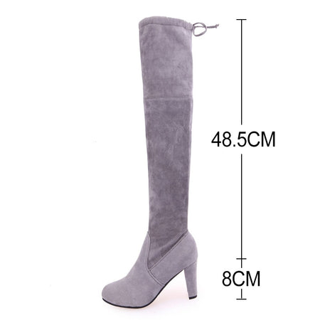 Elegant Over The Knee Suede Long Boots - Fashion Damsel