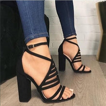 Load image into Gallery viewer, Cross Ankle Strap Bandage Heels - Fashion Damsel
