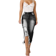 將圖片載入圖庫檢視器 HOT SALE! High Waist Ripped Split Denim Long Skirt - Fashion Damsel
