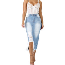 將圖片載入圖庫檢視器 HOT SALE! High Waist Ripped Split Denim Long Skirt - Fashion Damsel
