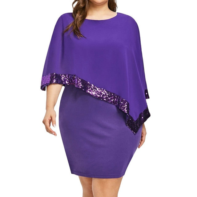 Plus Size Sexy Chiffon Sequins Dress - Fashion Damsel
