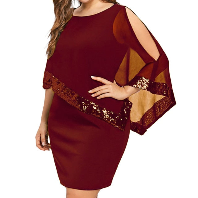 Plus Size Sexy Chiffon Sequins Dress - Fashion Damsel