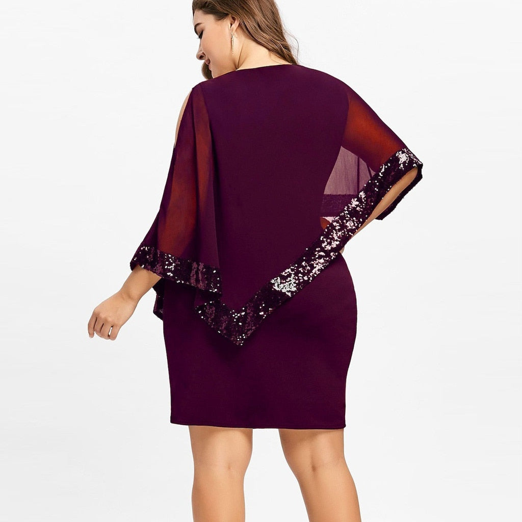 Plus Size Sexy Chiffon Sequins Dress - Fashion Damsel