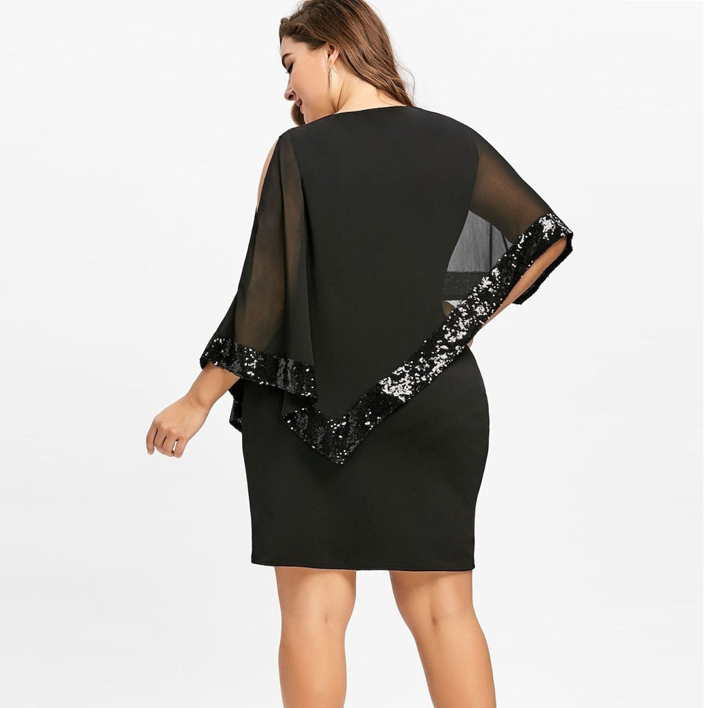 Plus Size Sexy Chiffon Sequins Dress - Fashion Damsel