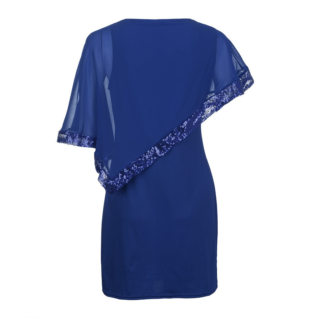 Plus Size Sexy Chiffon Sequins Dress - Fashion Damsel