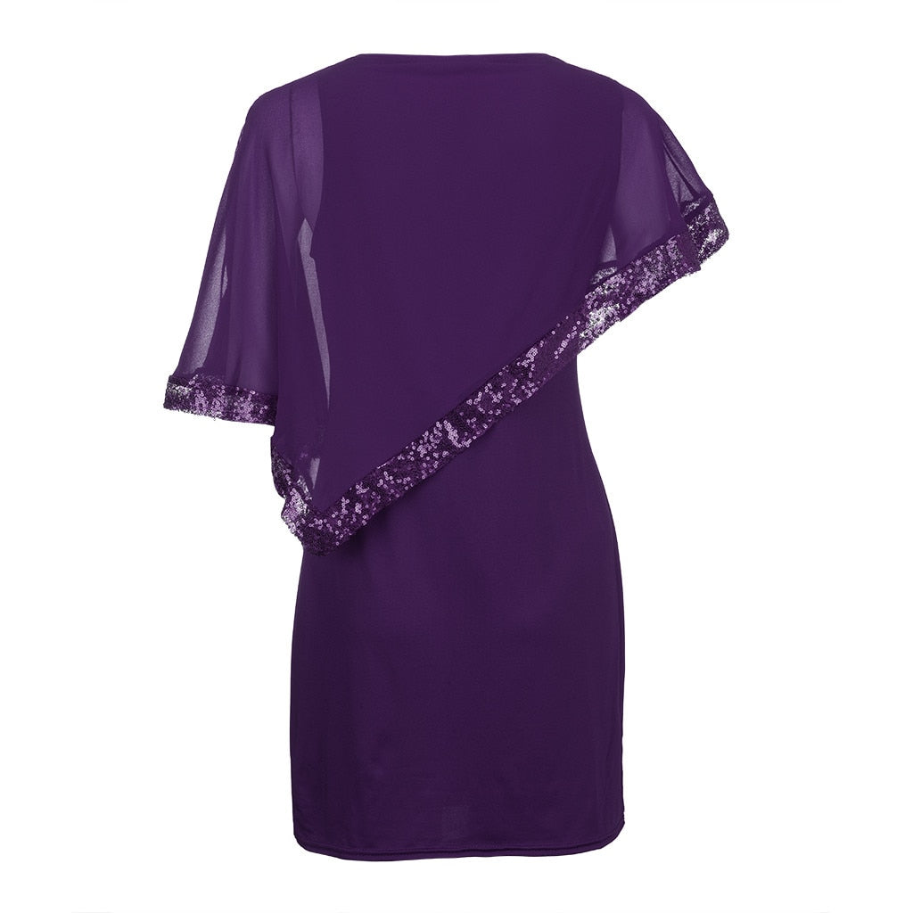 Plus Size Sexy Chiffon Sequins Dress - Fashion Damsel