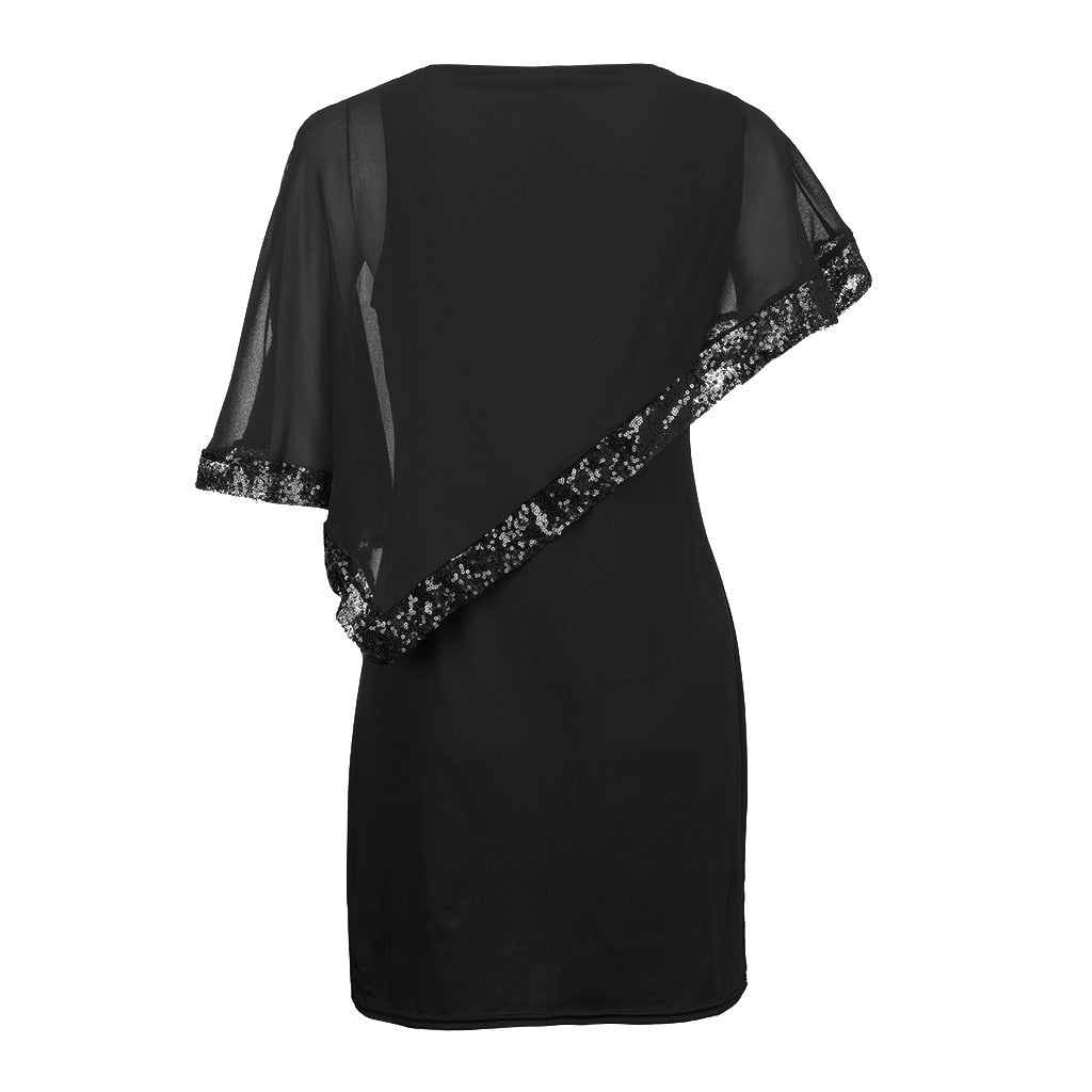 Plus Size Sexy Chiffon Sequins Dress - Fashion Damsel