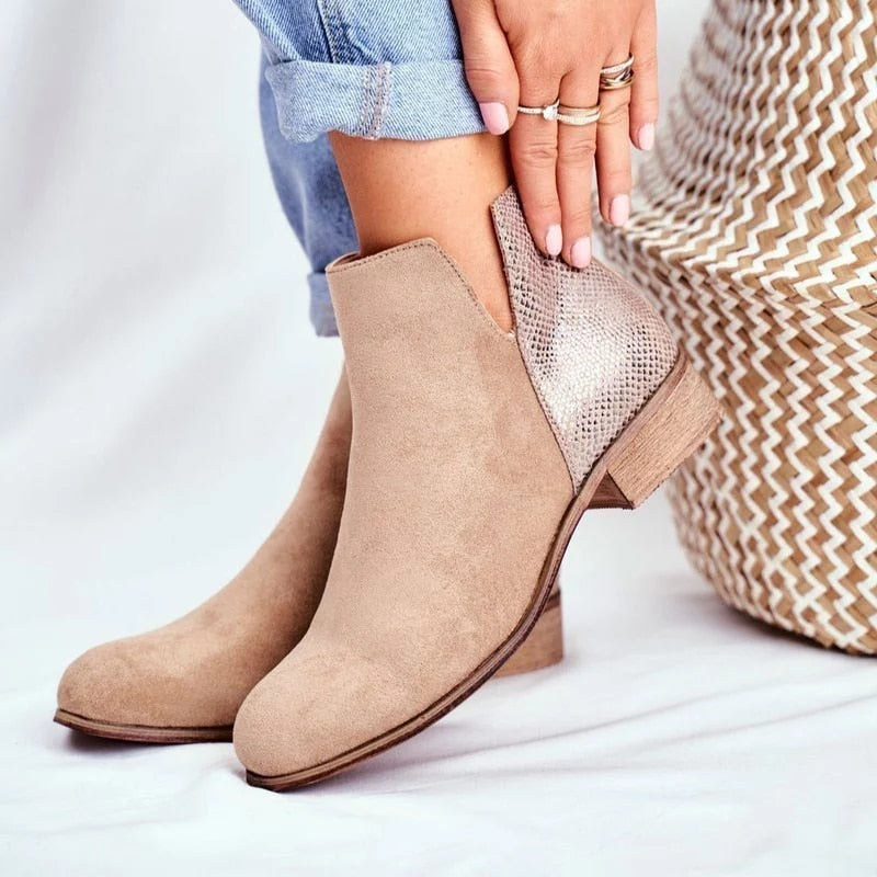 Zip-Up Leather Ankle Boots - Fashion Damsel